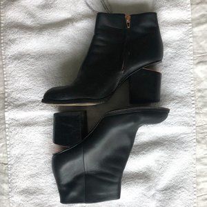 Alexander Wang Gabi Rose Gold Cutout Bootie Black Leather